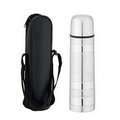 Silver Stainless Thermal Bottle w/Cup Lid & Push Button Pour Spout (17 Oz.)